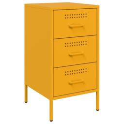 Berkfield Home Bedside Cabinets 2 pcs Mustard Yellow 36x39x68 cm Steel - Size: 36 x 39 x 68 cm - thumbnail 5