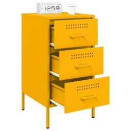 Berkfield Home Bedside Cabinets 2 pcs Mustard Yellow 36x39x68 cm Steel - Size: 36 x 39 x 68 cm - thumbnail 4
