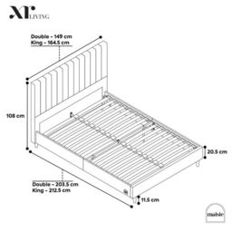 X Rocker Maisie Velvet Upholstered Bed Frame with LED Lights in Beige - Size: King - thumbnail 6