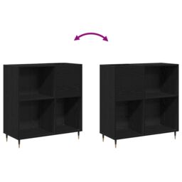Berkfield Home Record Cabinet Black Oak 84, 5x38x89 cm Engineered Wood - Size: 5 x 38 x 89 cm - thumbnail 8