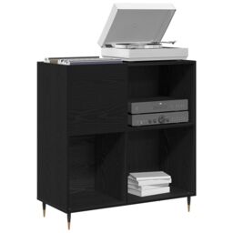 Berkfield Home Record Cabinet Black Oak 84, 5x38x89 cm Engineered Wood - Size: 5 x 38 x 89 cm - thumbnail 3