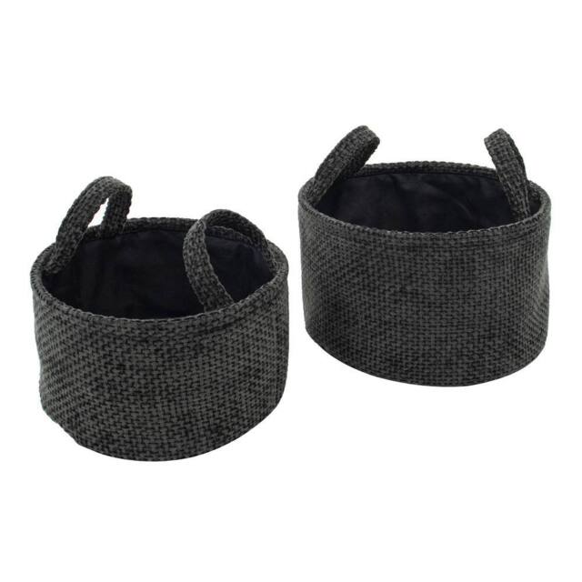 JVL Metro Round Shape Storage With Handles in Dark Grey - image 1