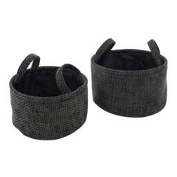 JVL Metro Round Shape Storage With Handles in Dark Grey - thumbnail 1