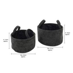 JVL Metro Round Shape Storage With Handles in Dark Grey - thumbnail 7