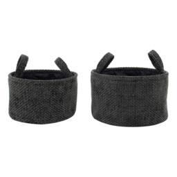 JVL Metro Round Shape Storage With Handles in Dark Grey - thumbnail 2
