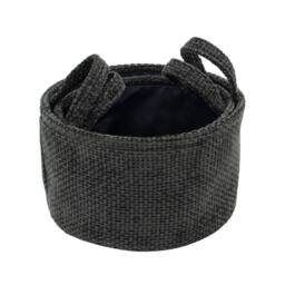 JVL Metro Round Shape Storage With Handles in Dark Grey - thumbnail 3