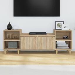 Berkfield Home TV Cabinet Sonoma Oak 160x35x55 cm Engineered Wood in Light Oak - Size: 160 x 35 x 55 cm - thumbnail 3