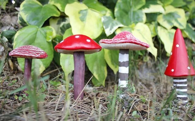 Marco Paul 4pc Toadstool Miniature Garden Ornaments Set in Red - image 1