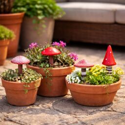 Marco Paul 4pc Toadstool Miniature Garden Ornaments Set in Red - thumbnail 9