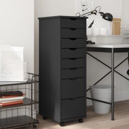 Berkfield Home Rolling Cabinet with Drawers MOSS Grey Solid Wood Pine