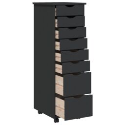 Berkfield Home Rolling Cabinet with Drawers MOSS Grey Solid Wood Pine - thumbnail 3