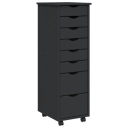 Berkfield Home Rolling Cabinet with Drawers MOSS Grey Solid Wood Pine - thumbnail 2