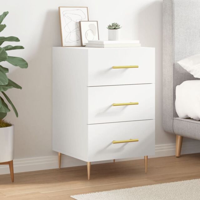 Berkfield Home Bedside Cabinet White 40x40x66 cm Engineered Wood - Size: 40 x 40 x 66 cm - image 1