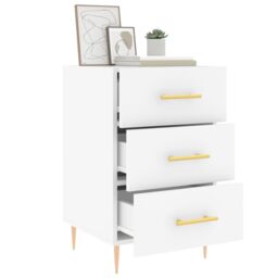Berkfield Home Bedside Cabinet White 40x40x66 cm Engineered Wood - Size: 40 x 40 x 66 cm - thumbnail 4