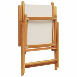 Berkfield Home Reclining Garden Chairs 8 pcs Cream White Fabric & Solid Wood - thumbnail 7