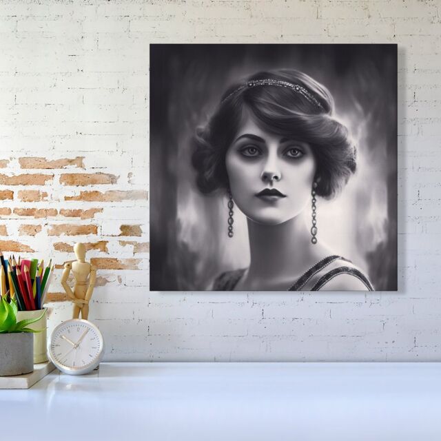 Warren Reed - Designer Edwardian Showgirl Canvas in Black - Size: w10 inch x h10 inch - image 1