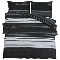 Berkfield Home Duvet Cover Set Black & White 260x220 cm Cotton - thumbnail 2