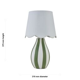 First Choice Lighting Set of 2 Connie - Green & White Stripe Ceramic Table Lamps - thumbnail 7