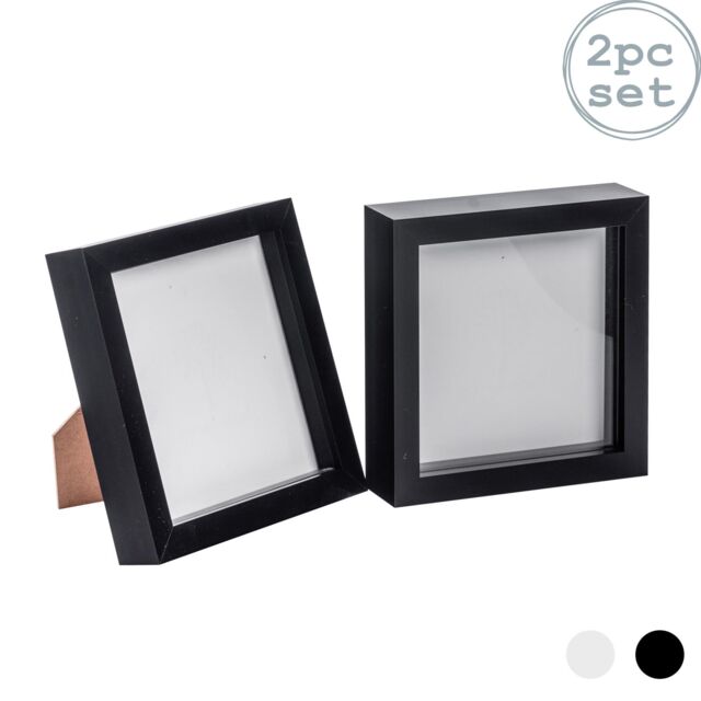 "Nicola Spring 3D Box Photo Frames - 6"" x 6"" - Pack of 2 in Black" - image 1