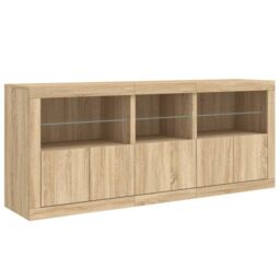 Berkfield Home Sideboard with LED Lights Sonoma Oak 162x37x67 cm in Brown - Size: 162 x 37 x 67 cm - thumbnail 5