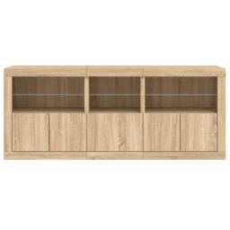 Berkfield Home Sideboard with LED Lights Sonoma Oak 162x37x67 cm in Brown - Size: 162 x 37 x 67 cm - thumbnail 6