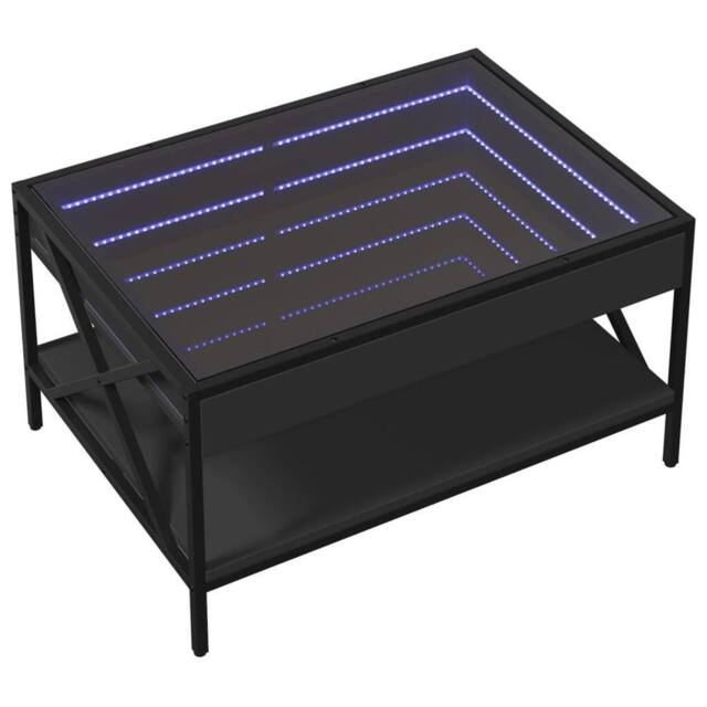 Berkfield Home Decorative Coffee Table with Infinity LED Black 70x50x38 cm - Size: 70 x 50 x 38 cm - image 1