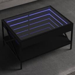Berkfield Home Decorative Coffee Table with Infinity LED Black 70x50x38 cm - Size: 70 x 50 x 38 cm - thumbnail 2