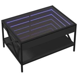 Berkfield Home Decorative Coffee Table with Infinity LED Black 70x50x38 cm - Size: 70 x 50 x 38 cm - thumbnail 1