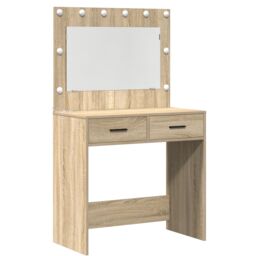 Berkfield Home 3 Piece Dressing Table Set with LED Sonoma Oak Engineered Wood - thumbnail 4