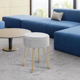 EONLION Modern Round Footstool Ottoman Footrest in Grey - Size: 100 cm - thumbnail 3
