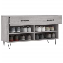 Berkfield Home Shoe Bench Grey Sonoma 102x35x55 cm Engineered Wood - Size: 102 x 35 x 55 cm - thumbnail 4