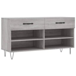 Berkfield Home Shoe Bench Grey Sonoma 102x35x55 cm Engineered Wood - Size: 102 x 35 x 55 cm - thumbnail 2