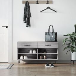 Berkfield Home Shoe Bench Grey Sonoma 102x35x55 cm Engineered Wood - Size: 102 x 35 x 55 cm