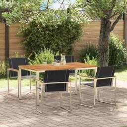 Berkfield Home 5 Piece Garden Dining Set Solid Wood Acacia in Brown - thumbnail 1