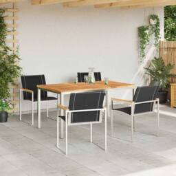 Berkfield Home 5 Piece Garden Dining Set Solid Wood Acacia in Brown - thumbnail 4