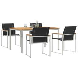 Berkfield Home 5 Piece Garden Dining Set Solid Wood Acacia in Brown - thumbnail 3