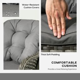 OUTSUNNY 4 Pieces Rattan Sofa Set Outdoor Conservatory Furniture with Cushions in Grey - thumbnail 6