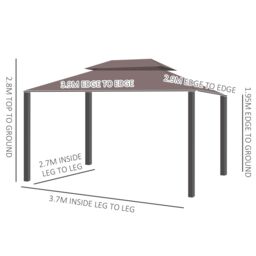 OUTSUNNY 3m x 3.6m Aluminium Gazebo Canopy Patio Marquee Party Tent in Chocolate - thumbnail 3