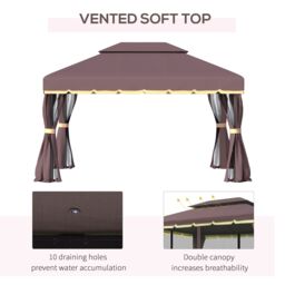 OUTSUNNY 3m x 3.6m Aluminium Gazebo Canopy Patio Marquee Party Tent in Chocolate - thumbnail 4