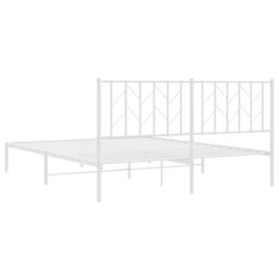 Berkfield Home Metal Bed Frame without Mattress with Headboard White 160x200cm - Size: 160x200 cm - thumbnail 7