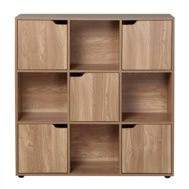 CALICOSY 9-Compartment Unit With 5 Doors, Wood Finish, 89Cm Wide - MODU in Natural - image 1