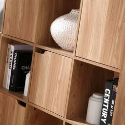 CALICOSY 9-Compartment Unit With 5 Doors, Wood Finish, 89Cm Wide - MODU in Natural - thumbnail 8