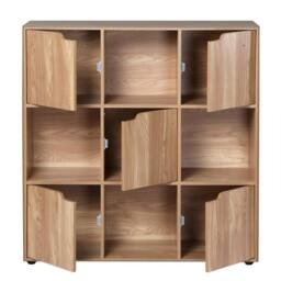 CALICOSY 9-Compartment Unit With 5 Doors, Wood Finish, 89Cm Wide - MODU in Natural - thumbnail 5