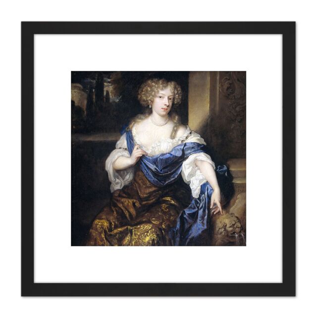 Artery8 Netscher Portrait Helena De Witte 8X8 Inch Square Wooden Framed Wall Art Print Picture with Mount in Black - image 1