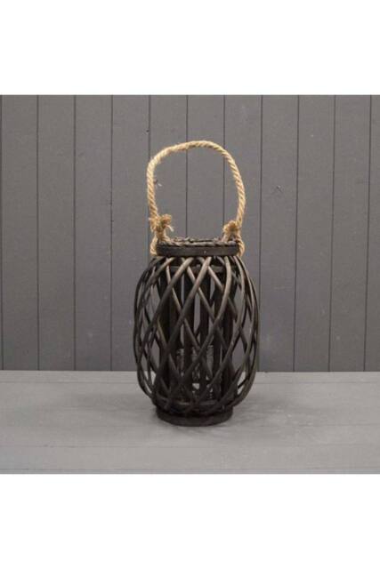 KDMD 33cm Black Wicker Lantern - image 1
