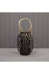 KDMD 33cm Black Wicker Lantern - thumbnail 1