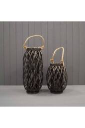 KDMD 33cm Black Wicker Lantern - thumbnail 2