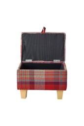 Living and Home Linen Upholstered Storage Ottoman in Red - thumbnail 9