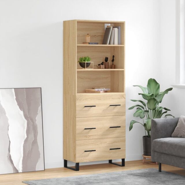 Berkfield Home Highboard Sonoma Oak 69.5x34x180 cm Engineered Wood in Brown - image 1