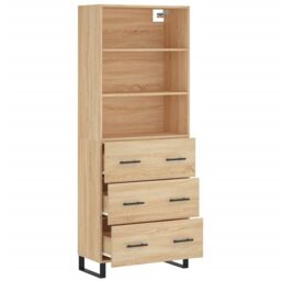 Berkfield Home Highboard Sonoma Oak 69.5x34x180 cm Engineered Wood in Brown - thumbnail 4